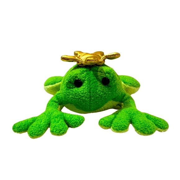 8" Animal‎ Adventure Plush Bean Filled Green Frog Prince Toy Animal - Picture 1 of 9